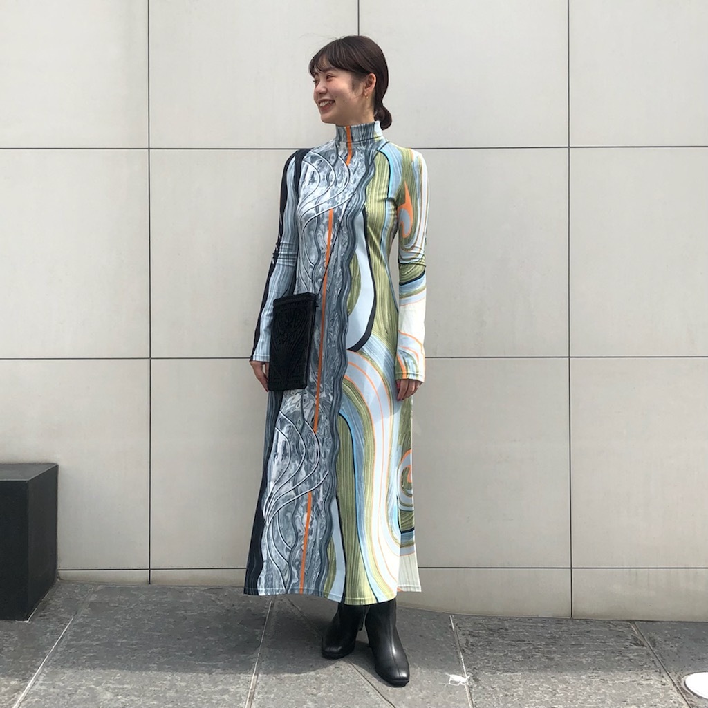 Mame Kurogouchi(マメ クロゴウチ)】 Marble Print Jersey Dress