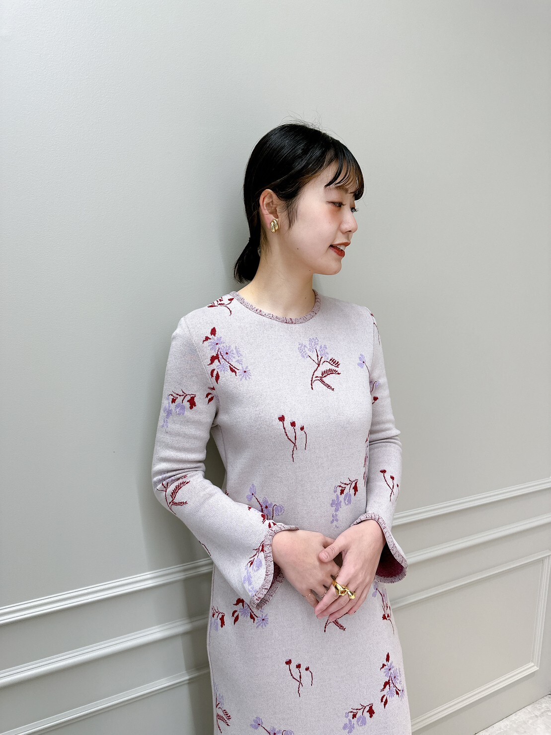 Mame Kurogouchi(マメ クロゴウチ)】 Floral Jacquard Knitted Dress 