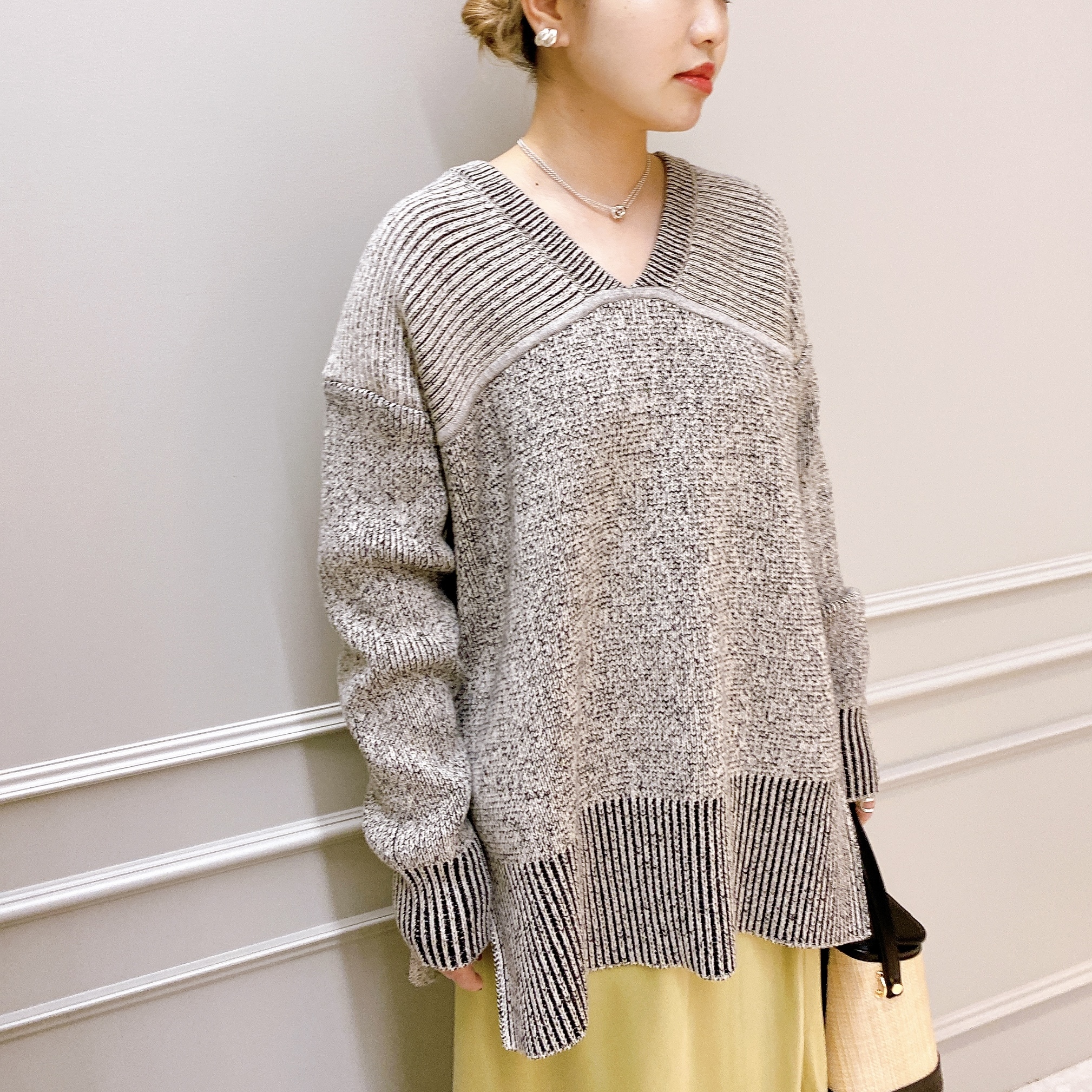 CLANE(クラネ)】 W FACE CUT NECK WIDE KNIT TOPS｜パリゴ尾道店｜尾道