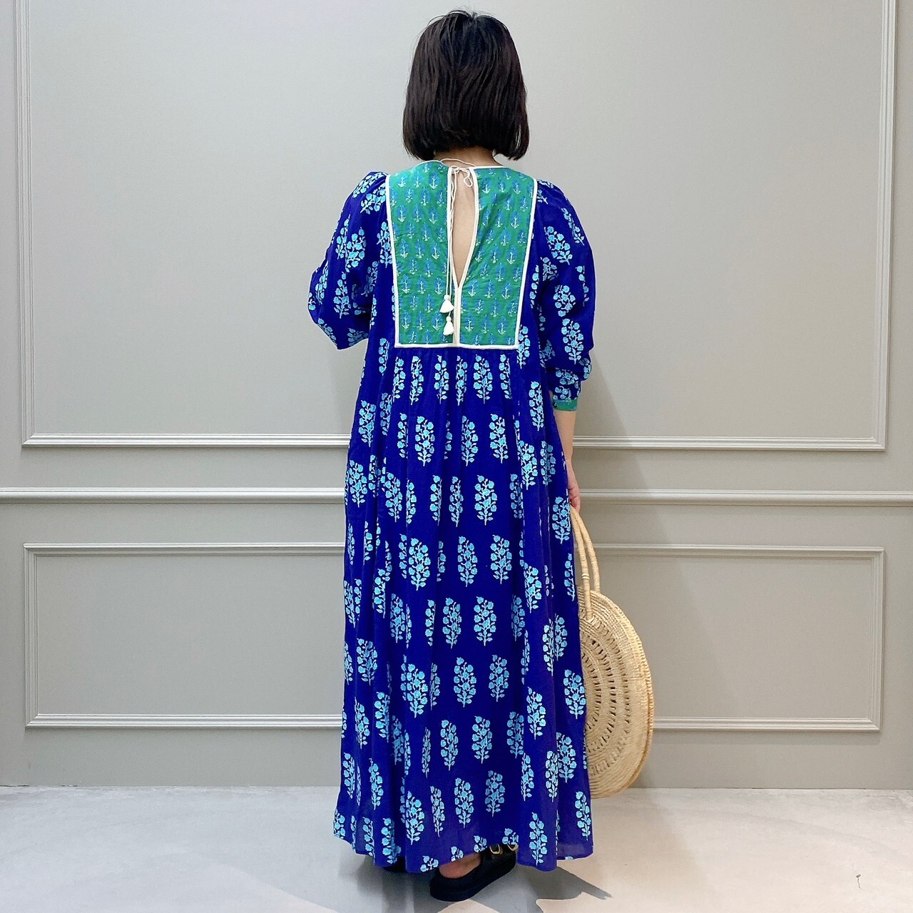 ne quittez pas(ヌキテパ)】 Cotton Voile Ethnic Combination Print Gather Dress ｜パリゴ尾道店｜尾道本通り商店街