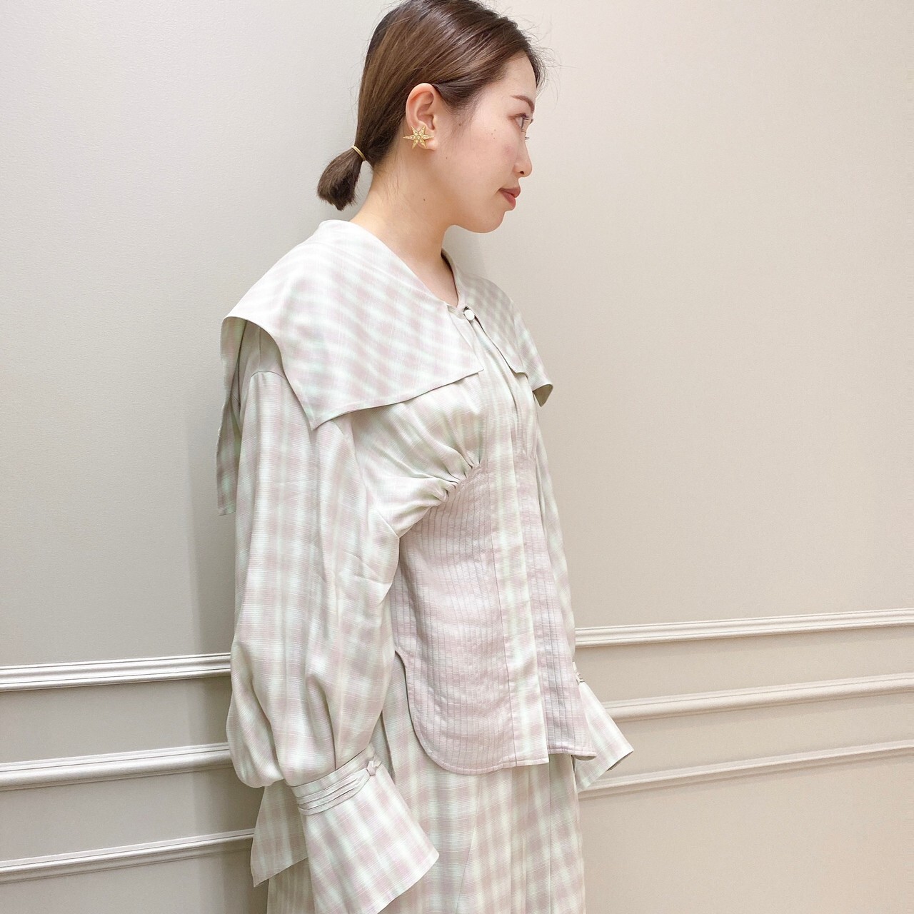 Mame Kurogouchi(マメ クロゴウチ)】 Linen Mix Ombre Check Sailor