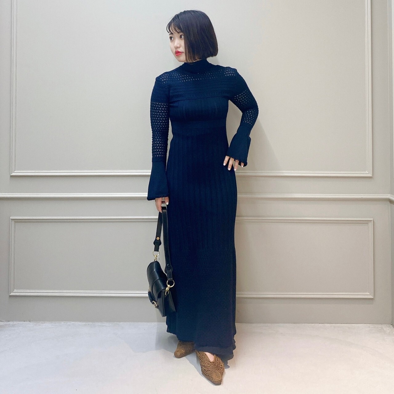 Mame Kurogouchi(マメ クロゴウチ)】 Lace Stripe Knitted Dress｜パリゴ尾道店｜尾道本通り商店街