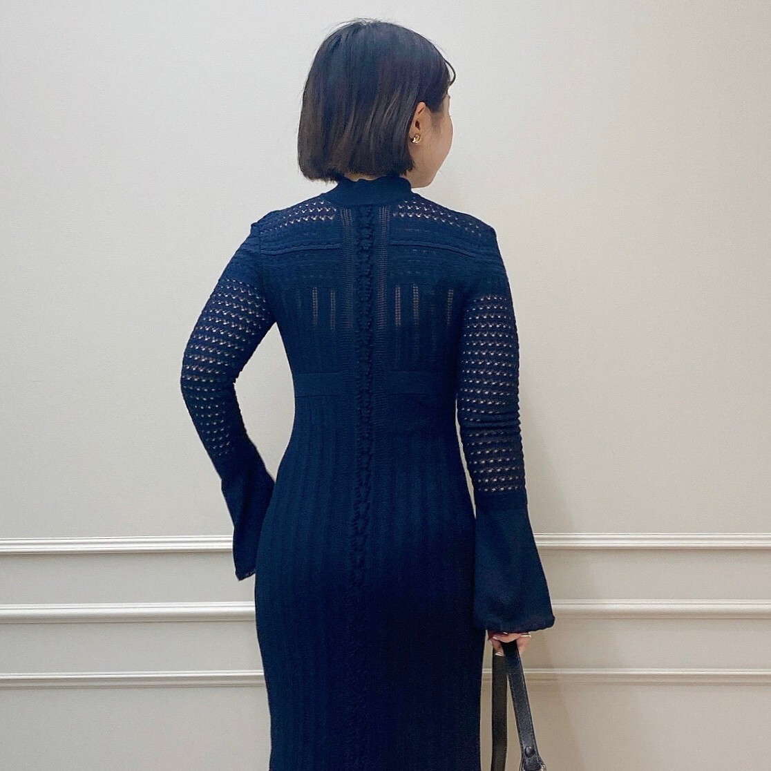 Mame Kurogouchi(マメ クロゴウチ)】 Lace Stripe Knitted Dress｜パリゴ尾道店｜尾道本通り商店街