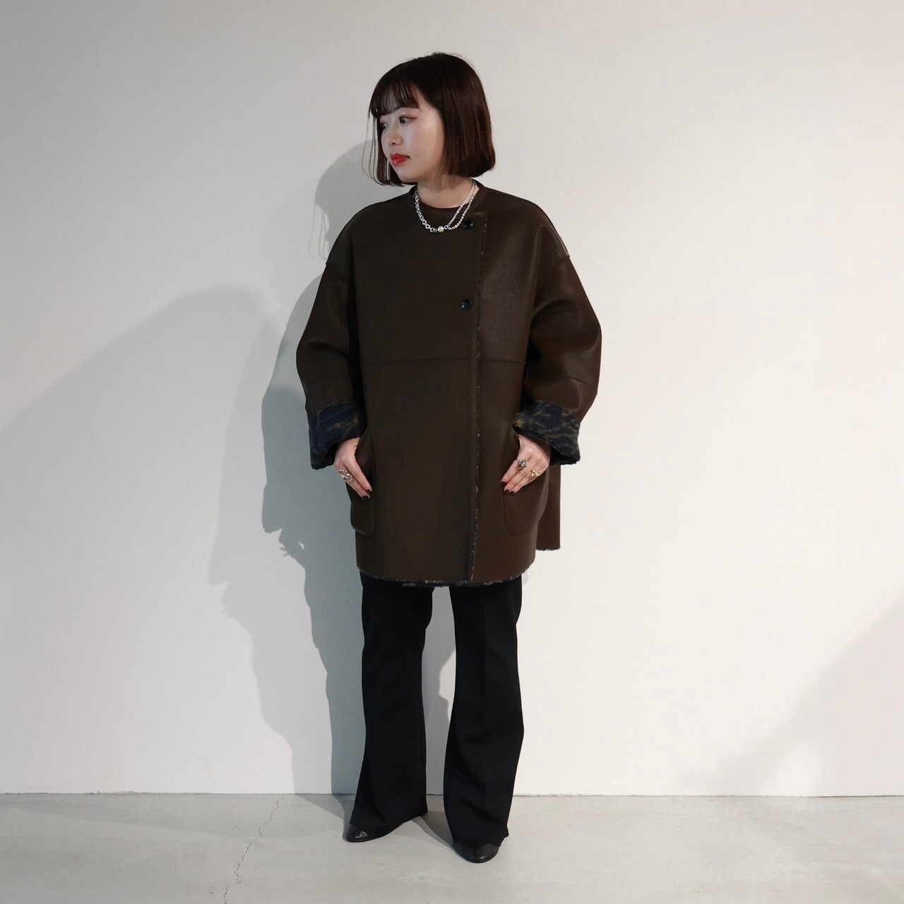 AMERI(アメリ)】 PARIGOT(パリゴ)別注 REVERSIBLE FAKE BOA MIDI COAT