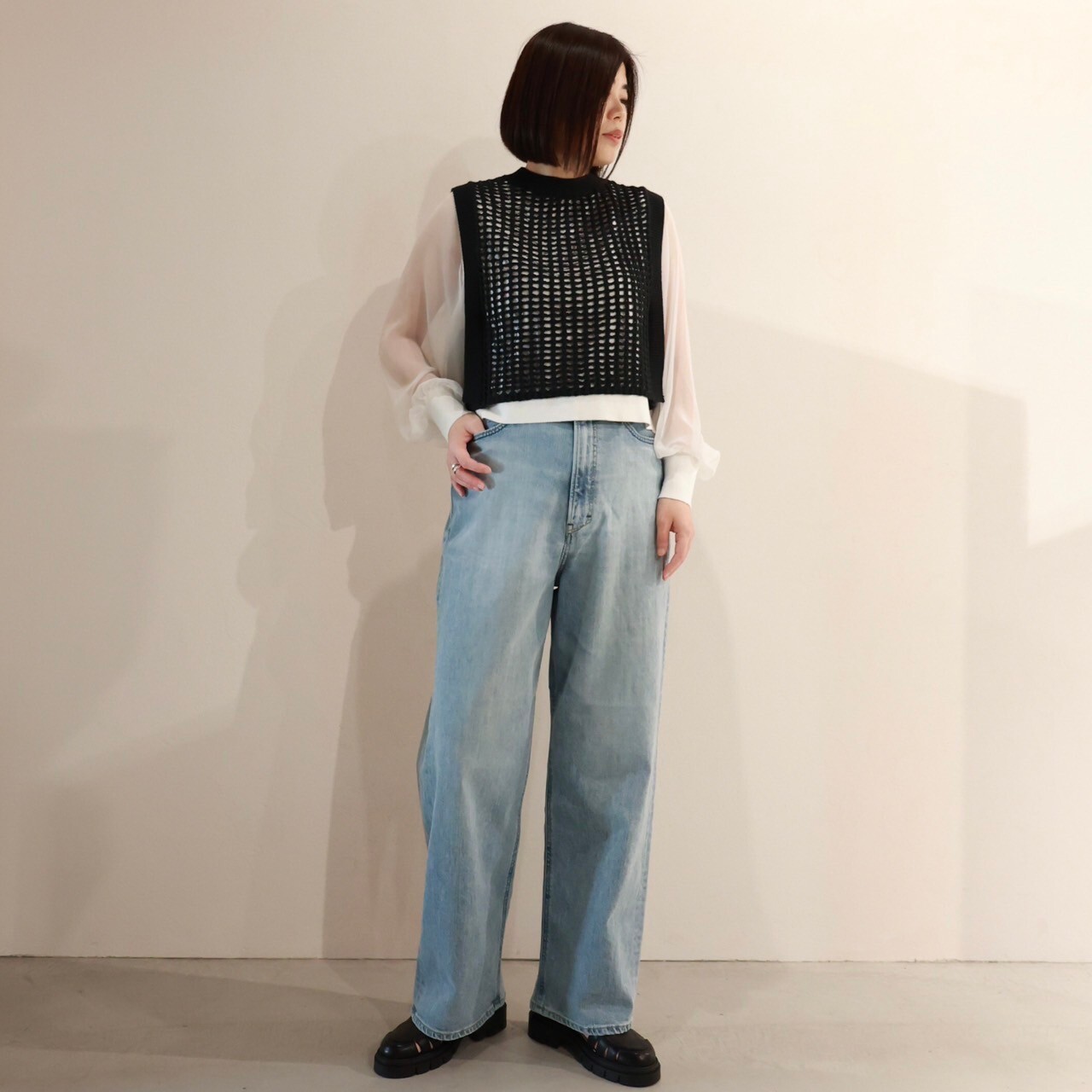 HYKE(ハイク)】 CROCHETED CROPPED SWEATER TOP｜パリゴ尾道店｜尾道本