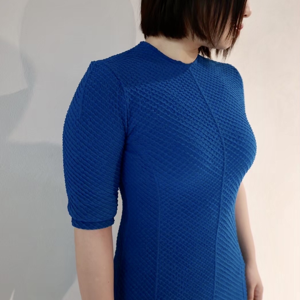 ワンピース Shirring Jersey Jacquard Mermaid Dress Mame Kurogouchi(マメ クロゴウチ)】 Shirring Jersey Jacquard