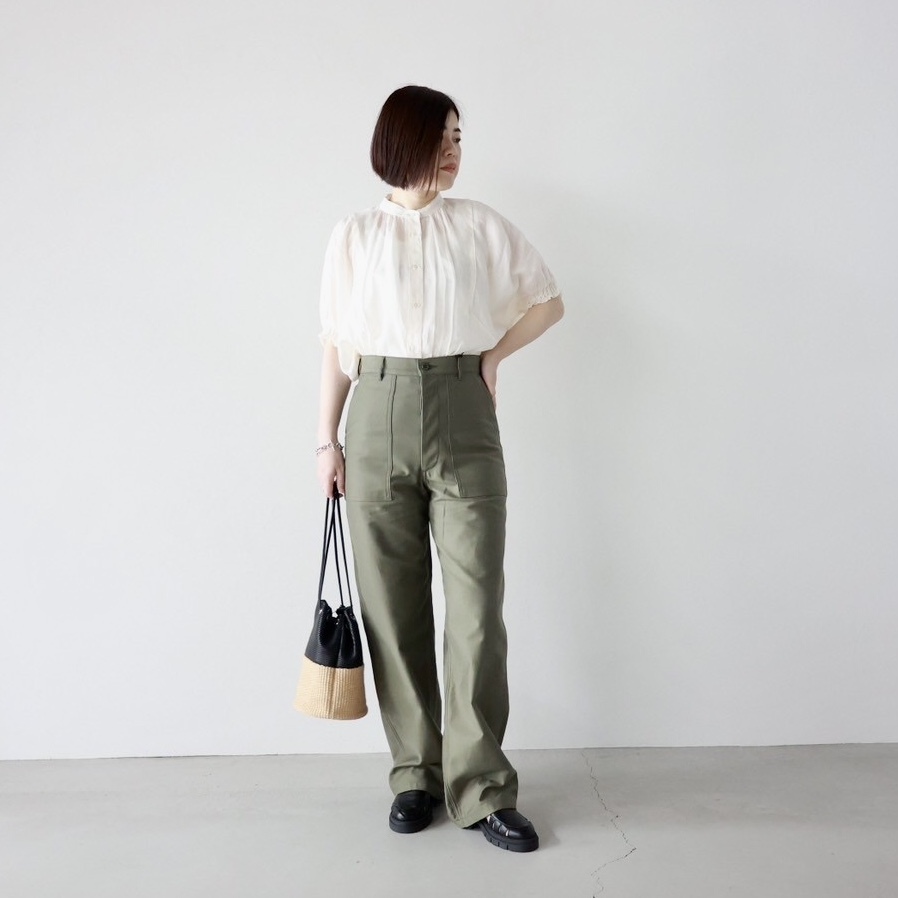 パンツ HYKE BACK SATIN BAKER PANTS BACK SATIN BAKER PANTS-バックサテンベイカーパンツ-HYKE
