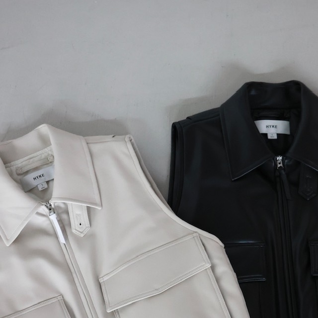 24AW NEW ARRIVAL【HYKE(ハイク)】 ECO-LEATHER VEST|パリゴ 24AW NEW ARRIVAL【HYKE(ハイク)】 ECO-LEATHER VEST|パリゴ