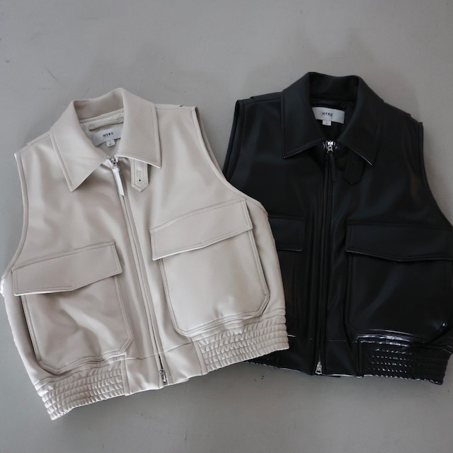 24AW NEW ARRIVAL【HYKE(ハイク)】 ECO-LEATHER VEST|パリゴ 24AW NEW ARRIVAL【HYKE(ハイク)】 ECO-LEATHER VEST|パリゴ