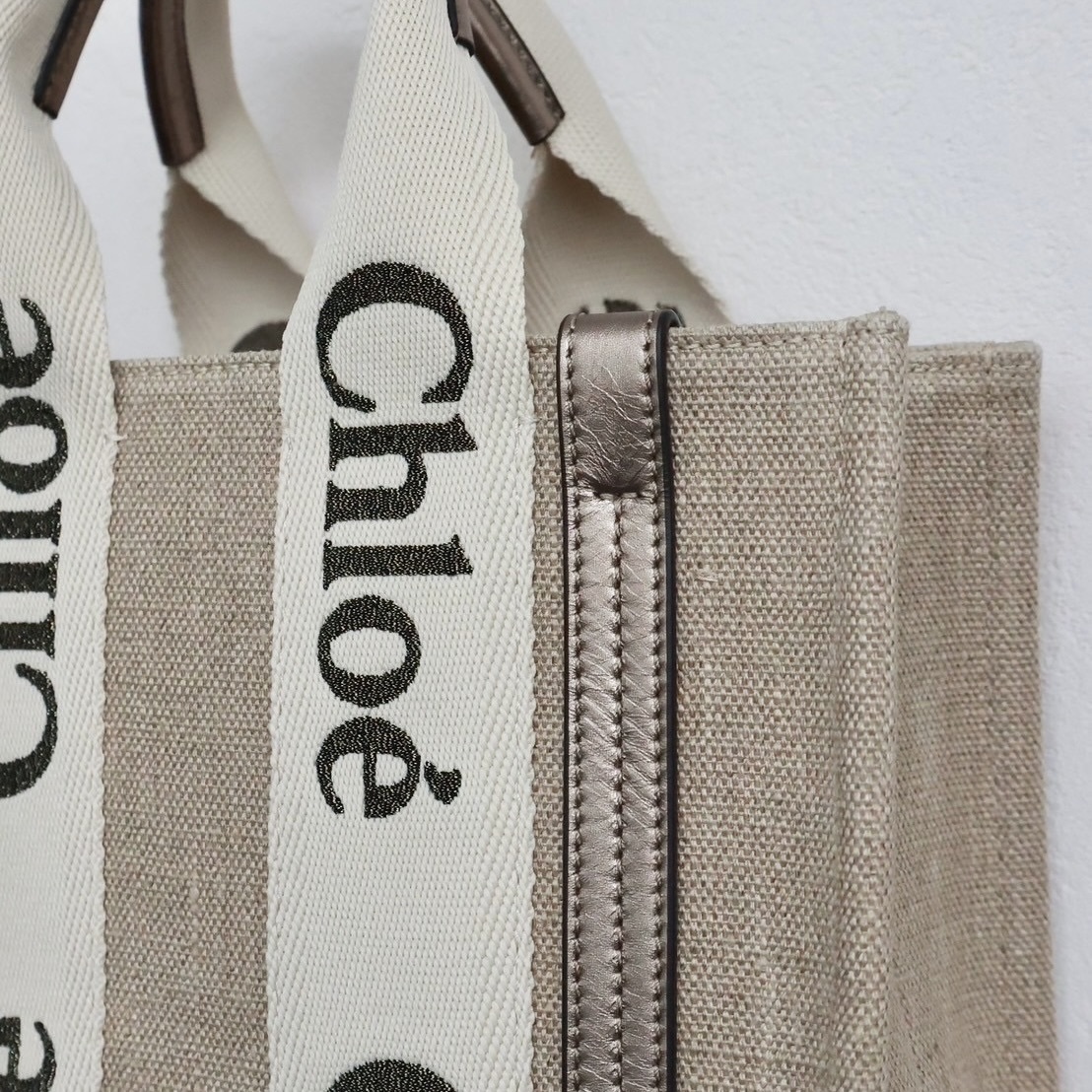 25SS NEW ARRIVAL【Chloe(クロエ)】 リネン&レザー製WOODYミニトート