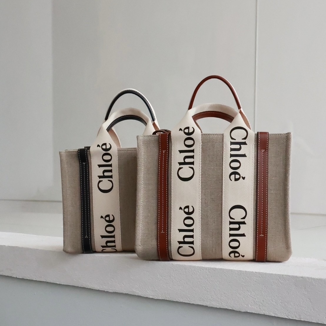 25SS NEW ARRIVAL【Chloe(クロエ)】 リネン&レザー製WOODYミニトート